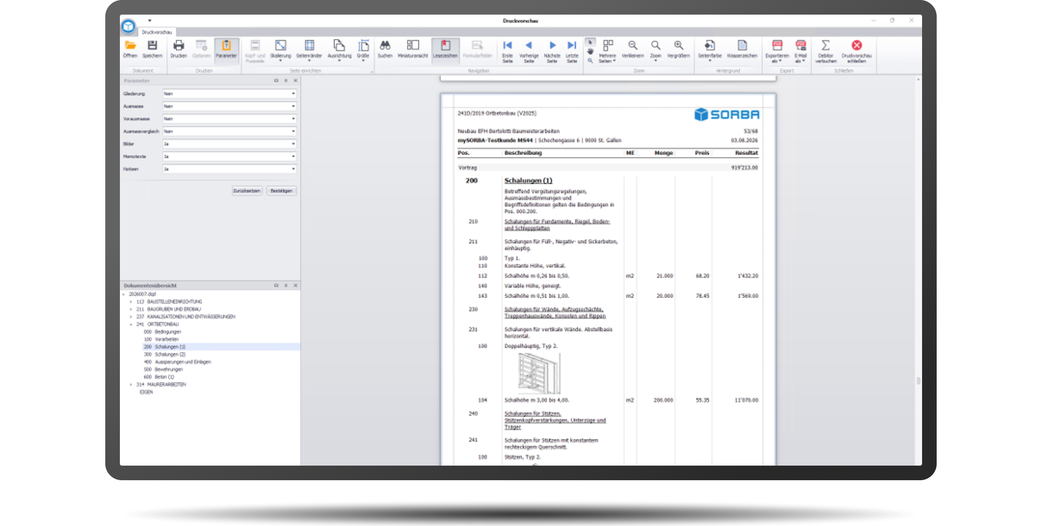 DevExpress-Ausdruck Headerbild mit Rahmen und Margin