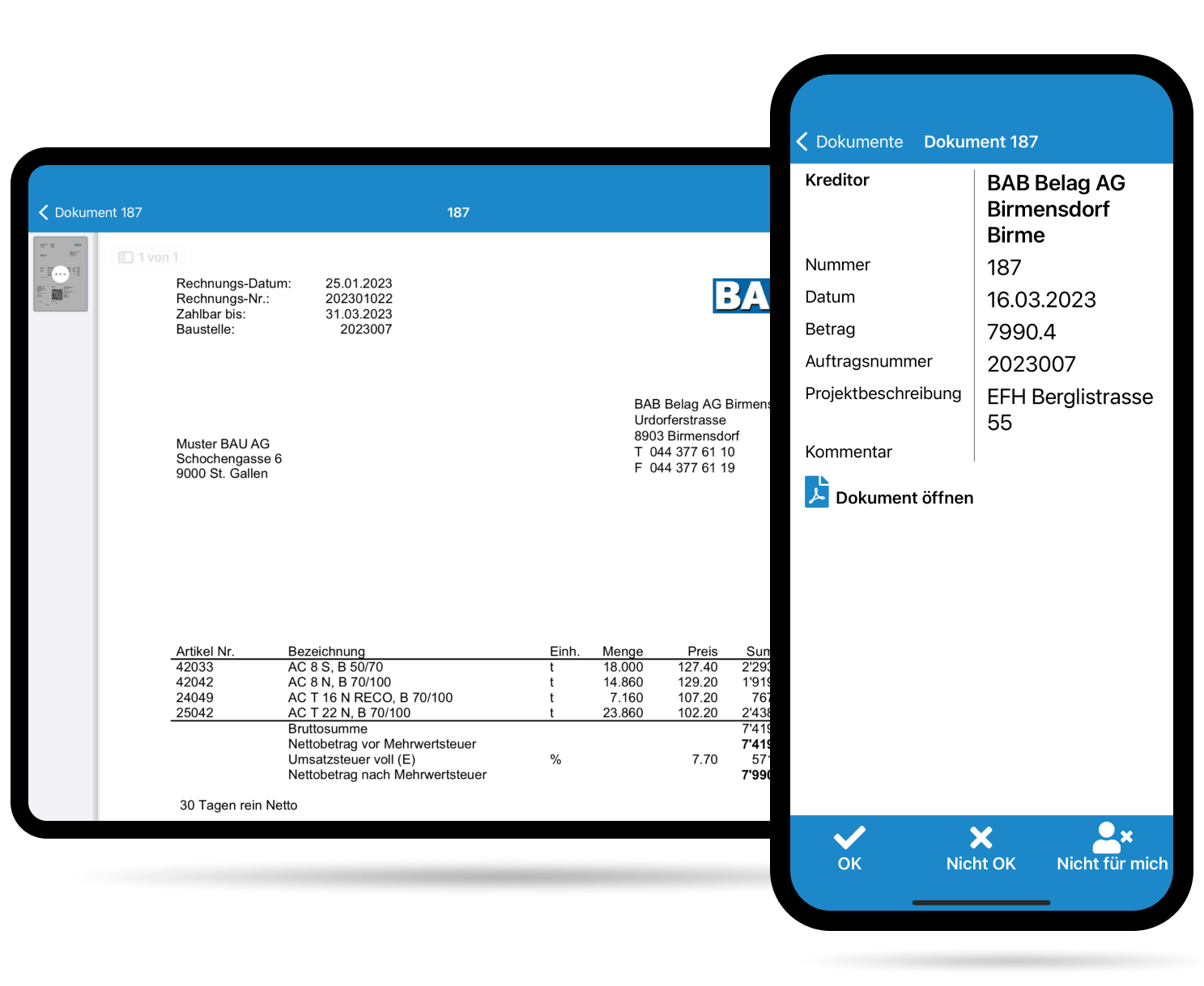 Visumskontrolle App Mockup